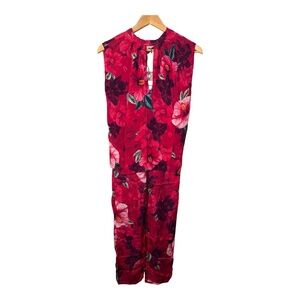 PINKO Phoebe Italy Satin Hibiscus Blouse & Pants XS 2